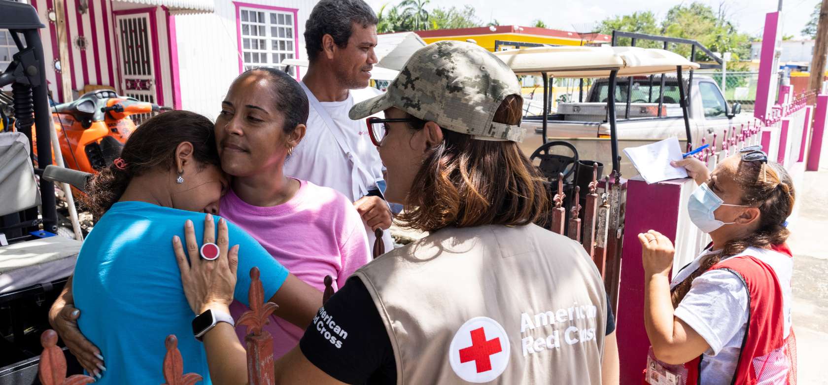 Red cross members helping community
